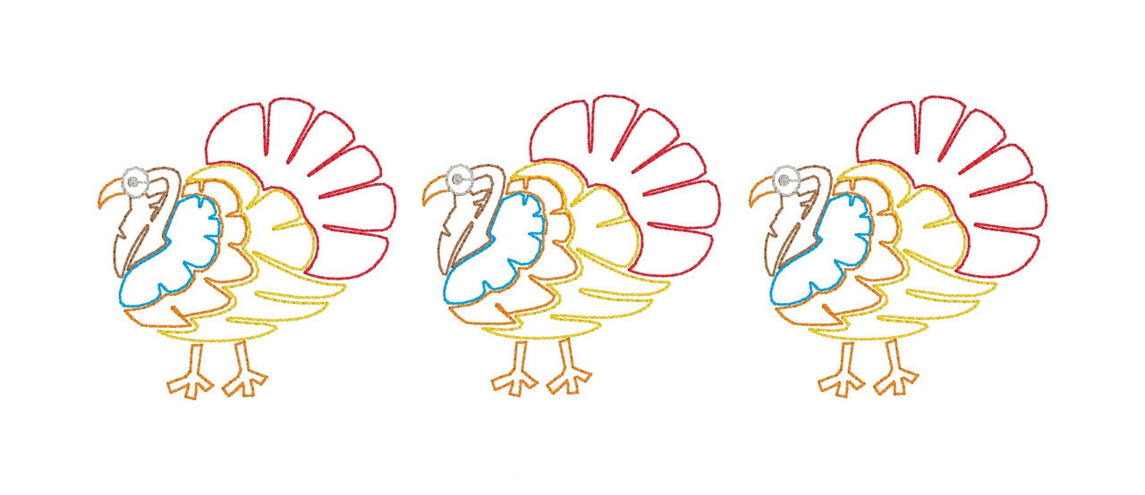 Silly Turkey Trio Motif Embroidery