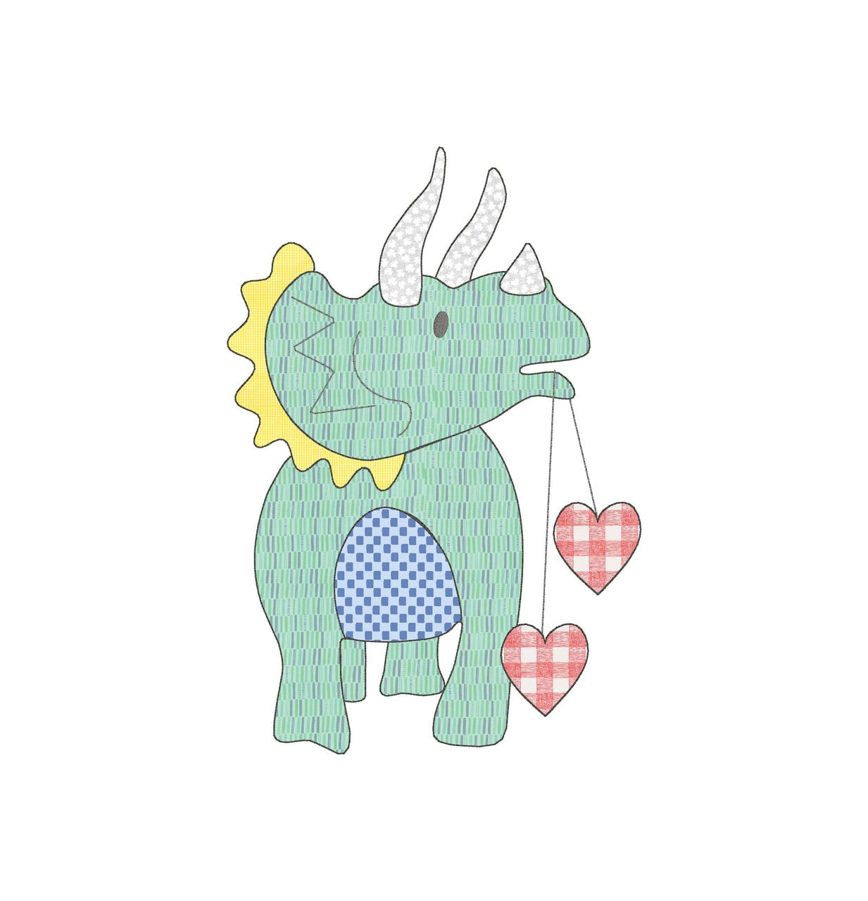Triceratops Cutie with Heart Applique
