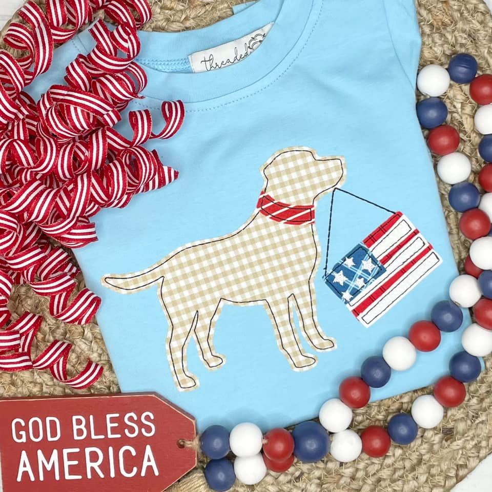 Simple Dog with Flag Applique