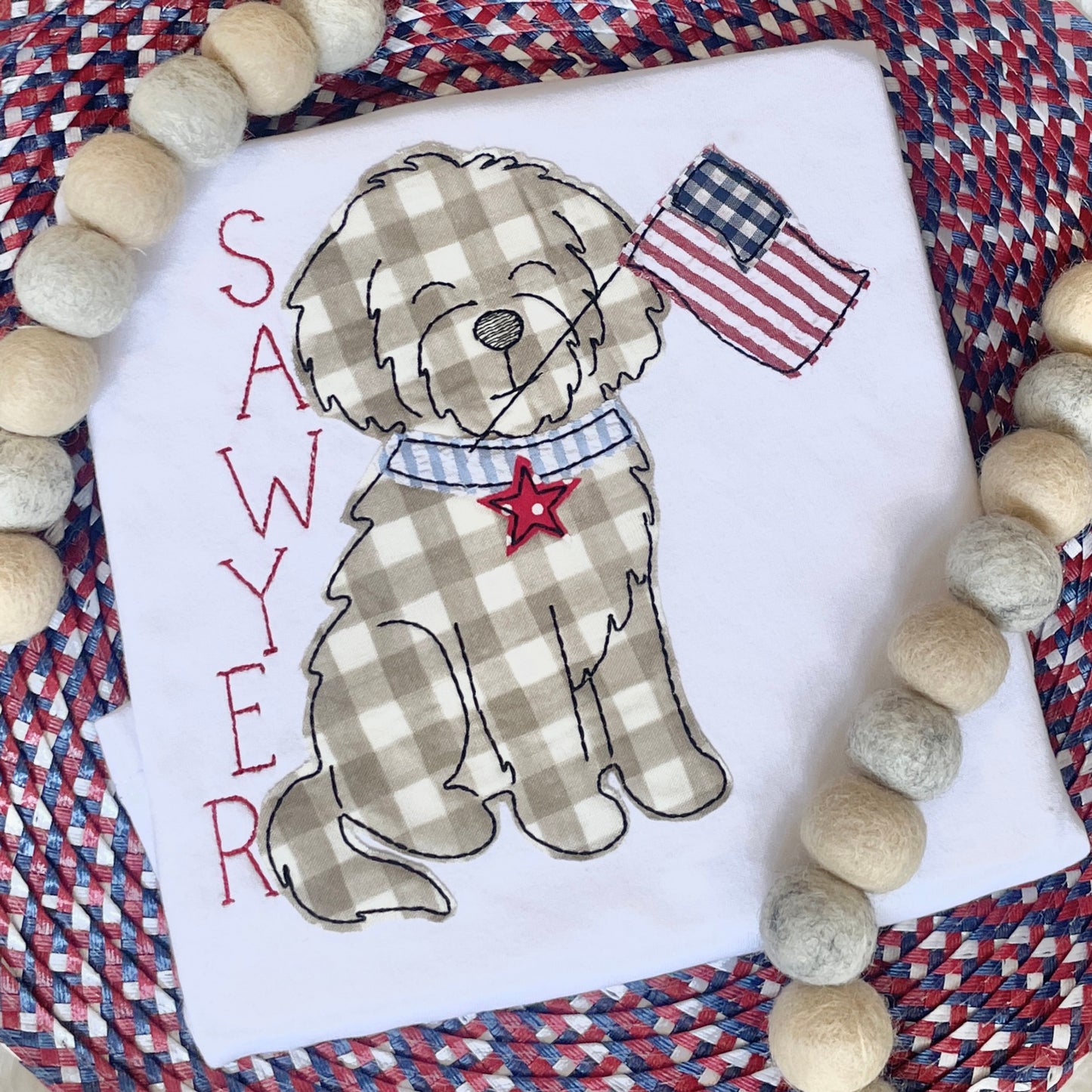 Classic Doodle Boy with Flag Applique