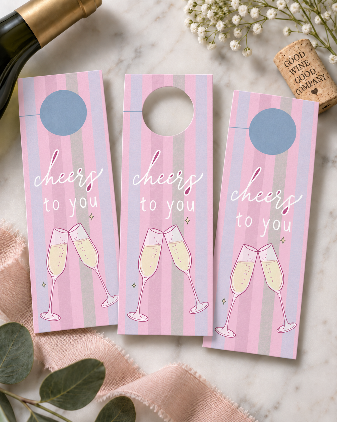 Print-at-Home (Customized) Wine Tag with Glasses