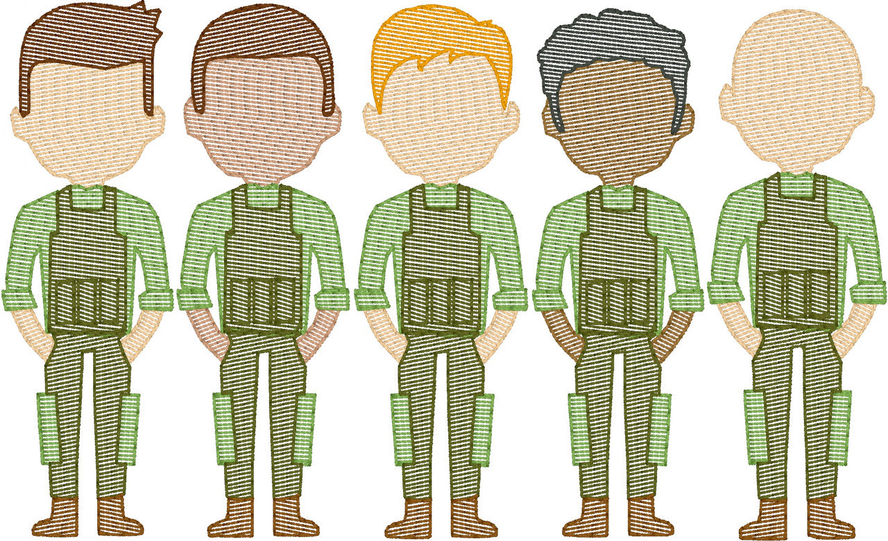 Army Men (Build Your Own Family) Quick Stitch Embroidery