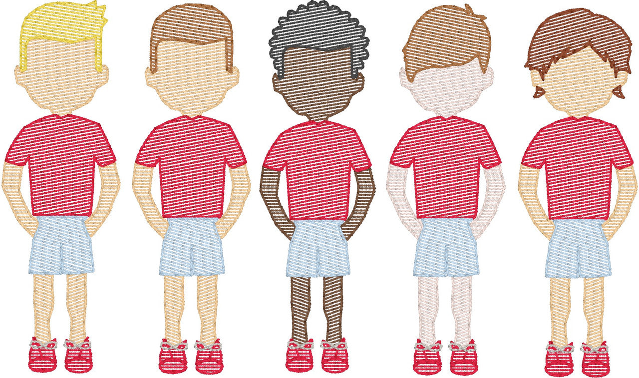 Boys in Shorts (Build Your Own Family) Quick Stitch Embroidery
