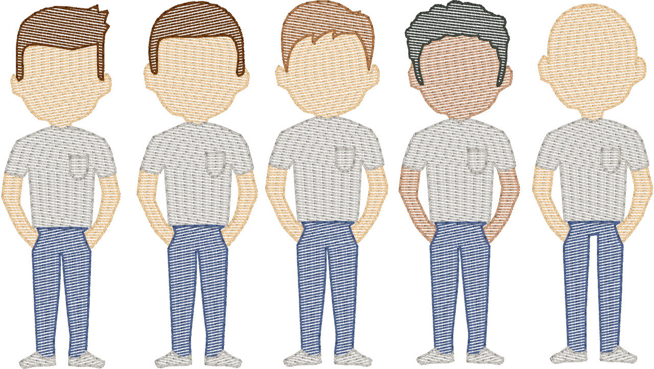 Dads in T-shirts (Build Your Own Family) Quick Stitch Embroidery