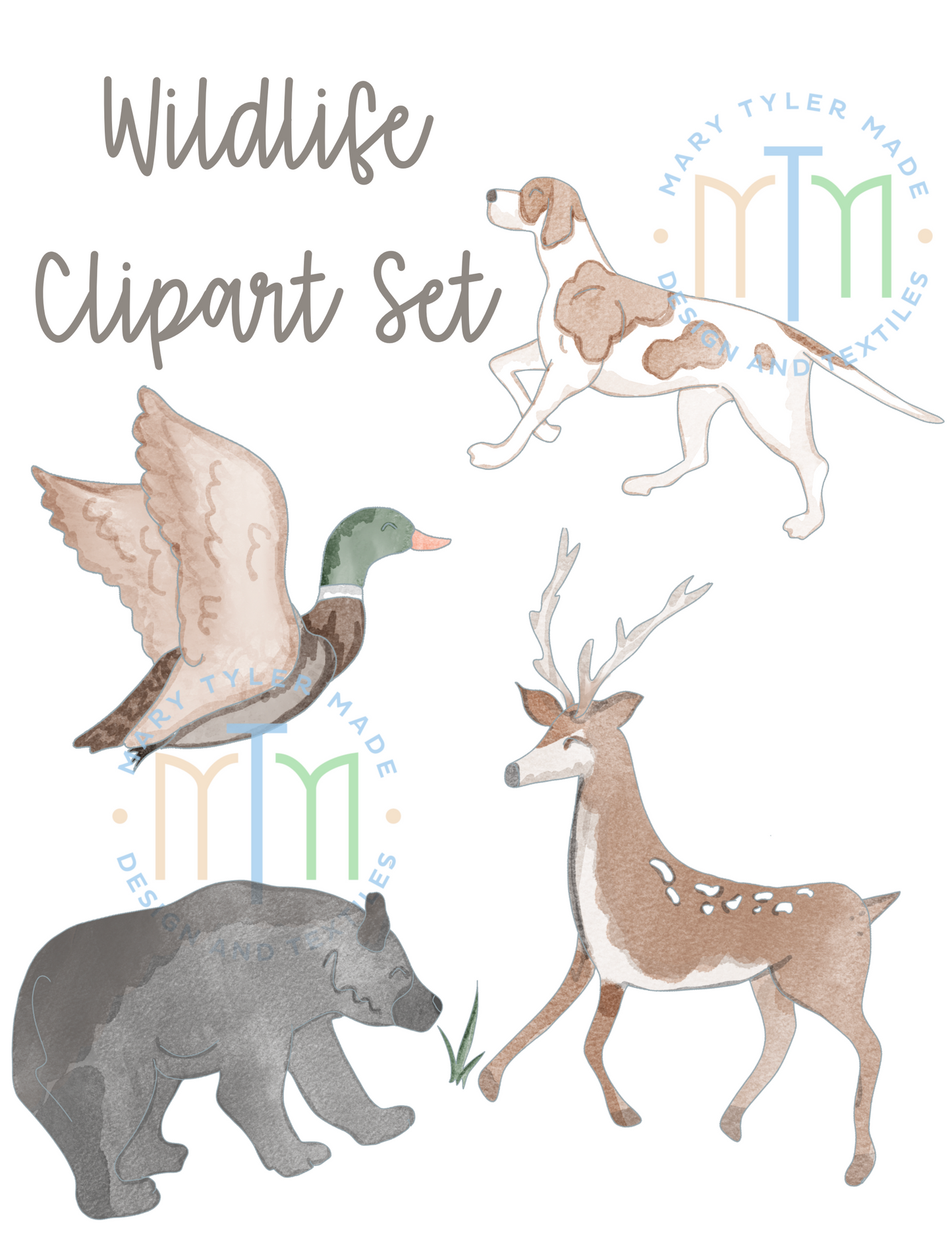 Wildlife Animals PNG Watercolor