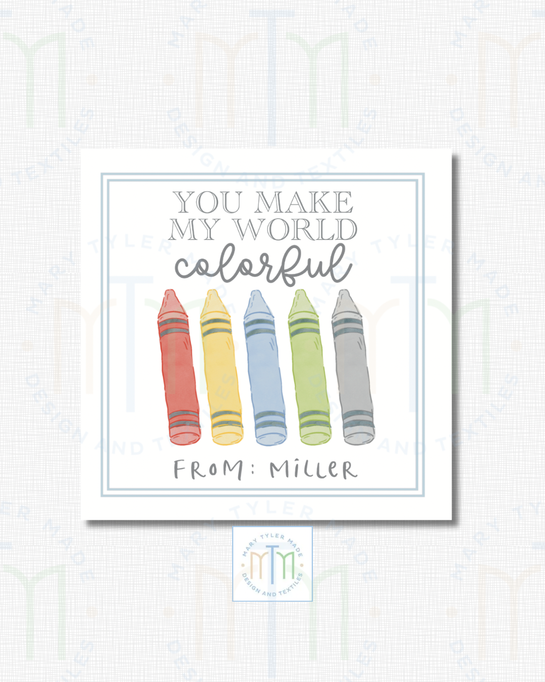 You COLOR My World (Blue & Primary) - Shipped Set of 25 Stickers or 3”x3” Card