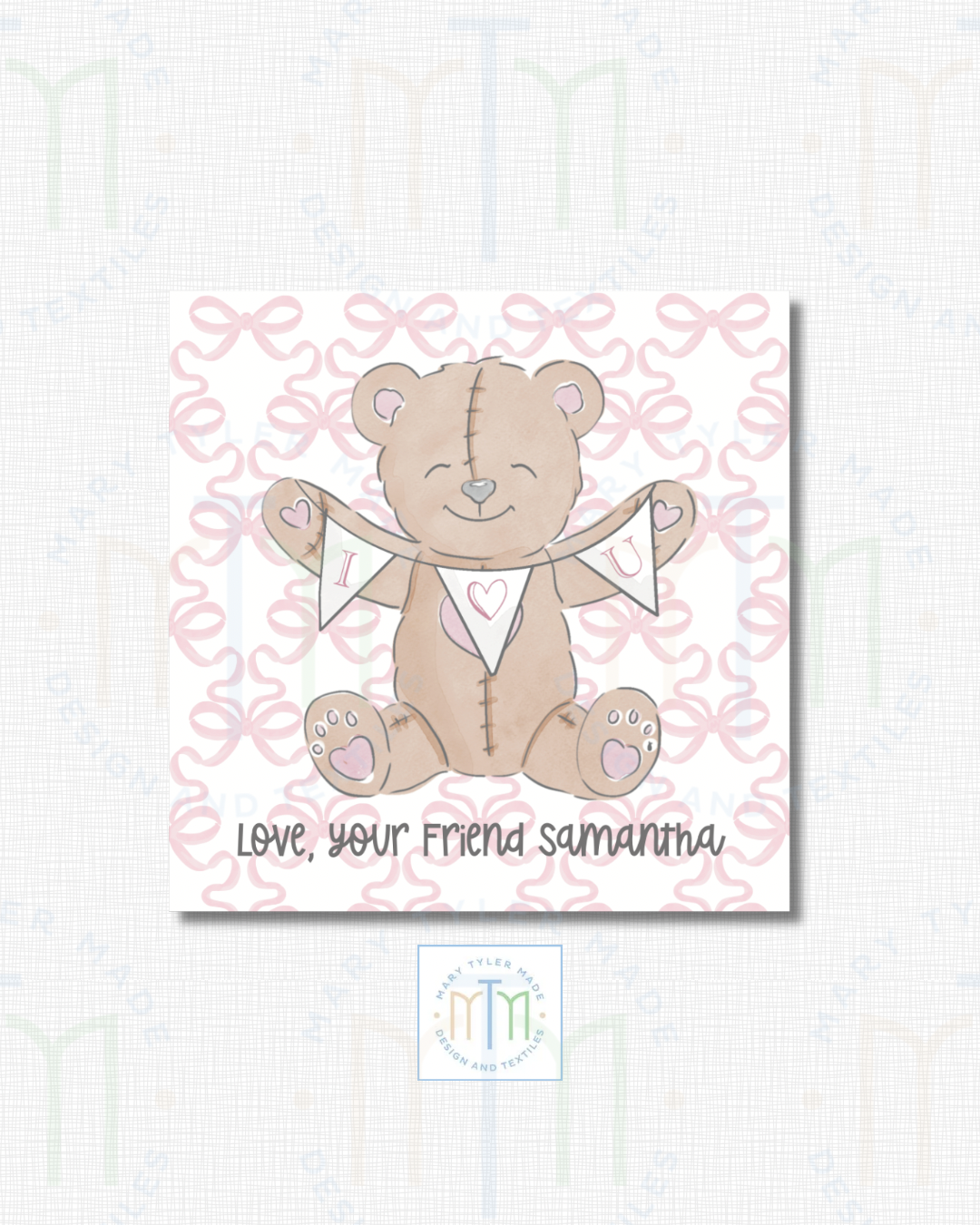 Print-at-Home - Bear Hug I LOVE YOU Sign Valentine (Pink)