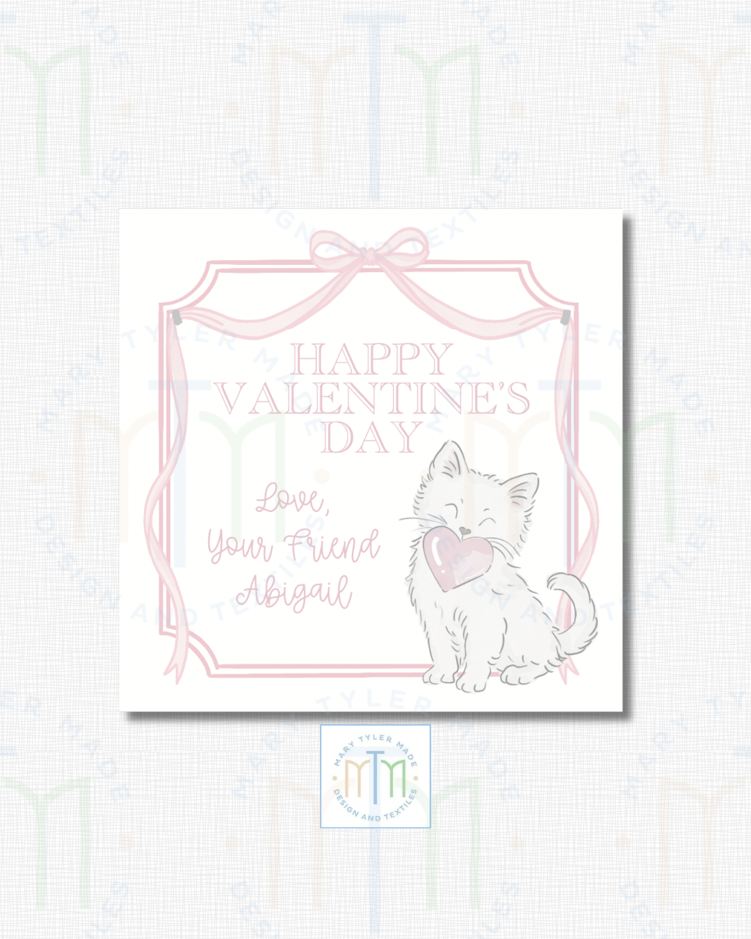 Kitten Happy Valentine’s Day - Shipped Set of 25 Stickers or 3”x3” Card