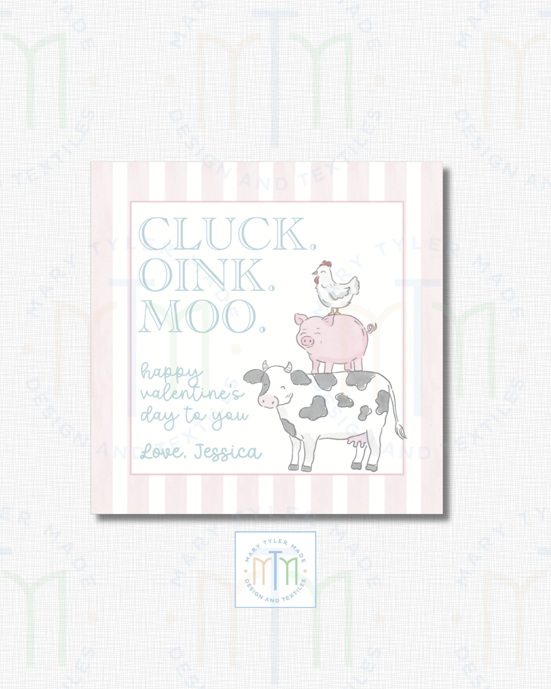 Print at Home-Cluck Oink Moo Valentine (Pink)