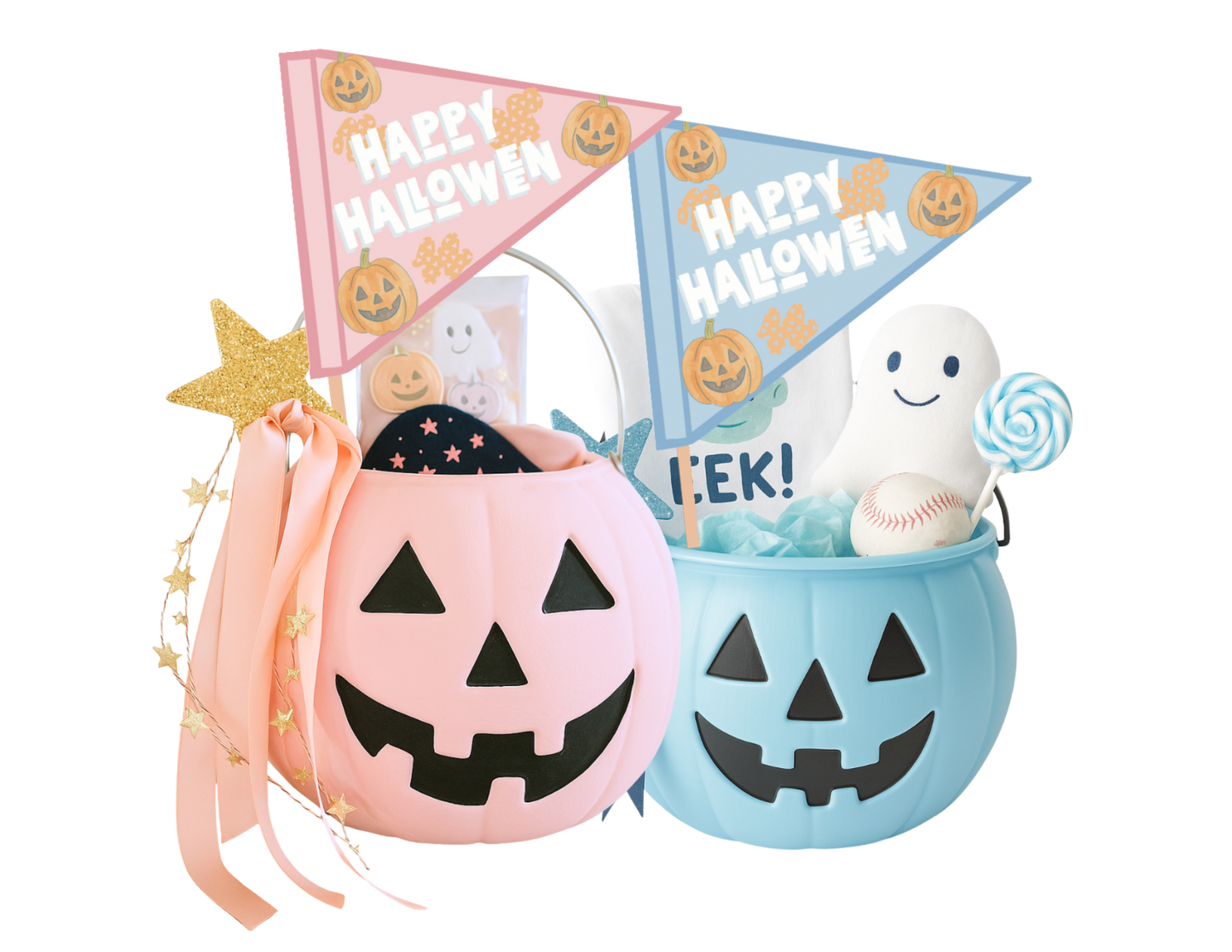 Halloween Happy Pendant Flags (Blue and Pink)