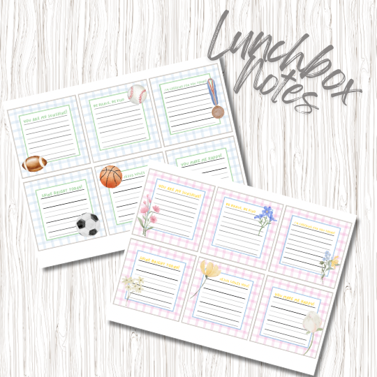 Generic Boy and Girl Lunchbox Notes (Digital Download)