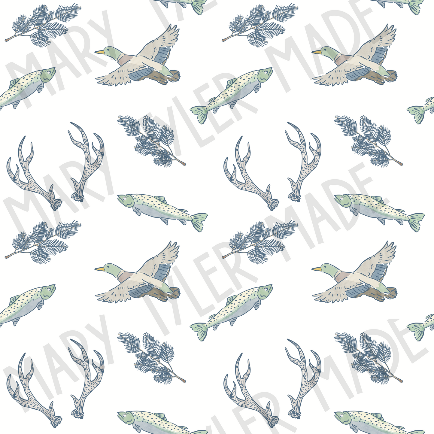 Dreamy Outdoors Seamless Pattern Design- Instant Download