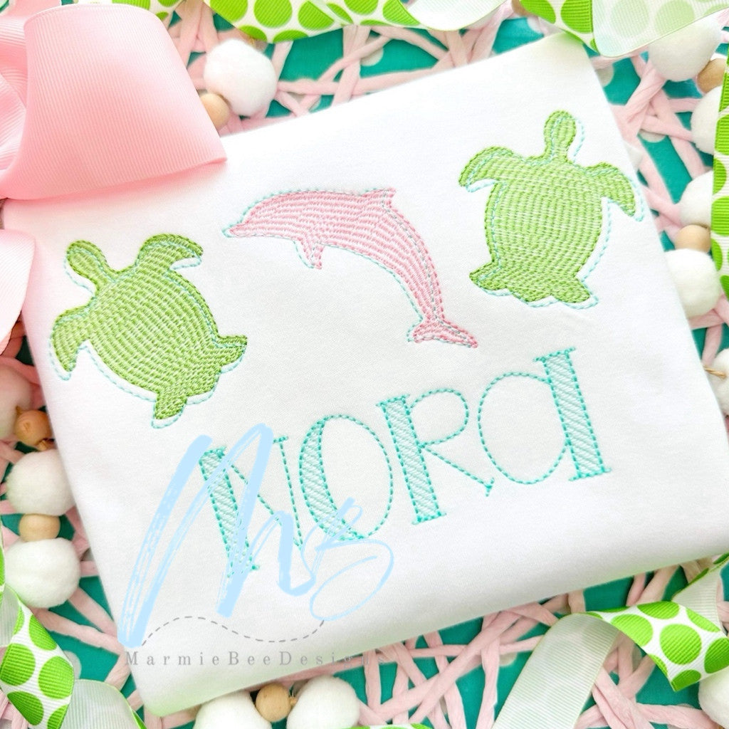 Sketchy Off Set Sea Life Trio Quick Stitch