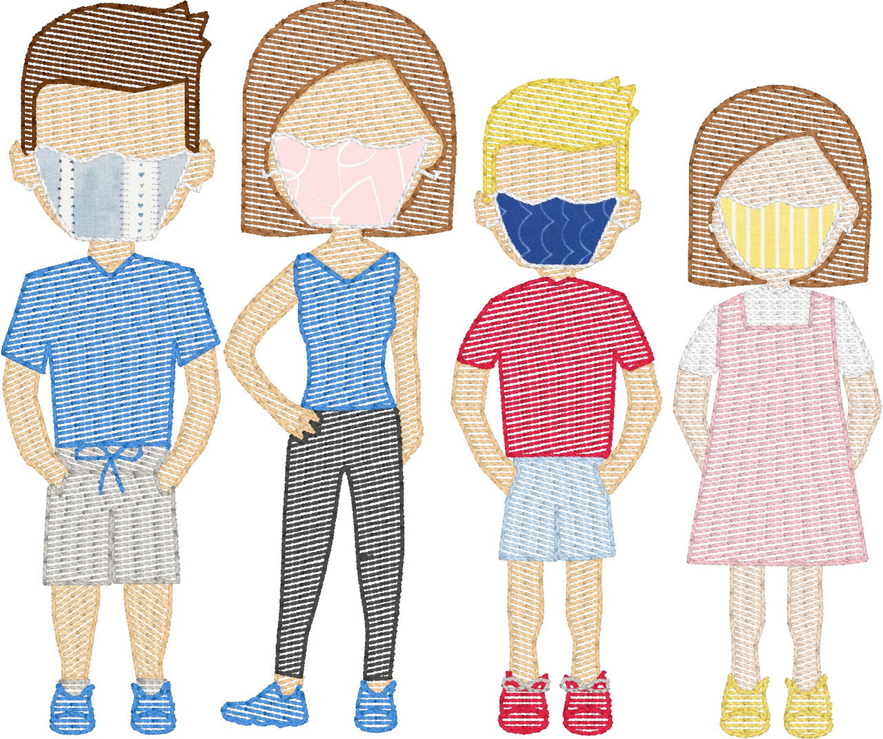 Masks Add On (Build Your Own Family) Simple Applique Add On