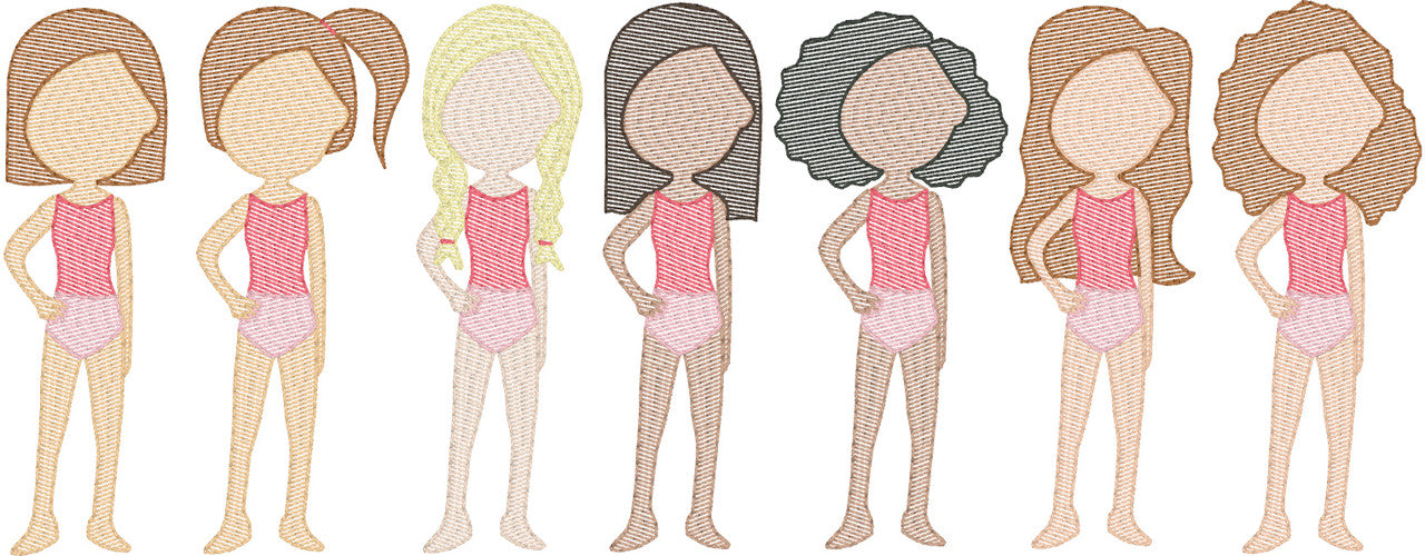 Moms in Swimsuits (Build Your Own Family) Quick Stitch Embroidery