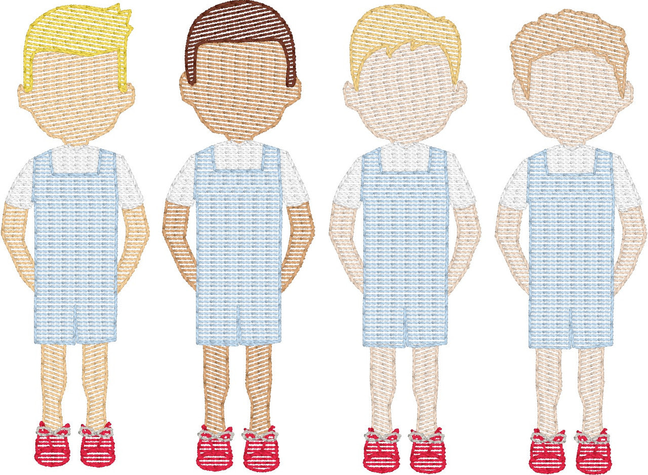 Toddler Boys in Jon Jons (Build Your Own Family) Quick Stitch Embroidery