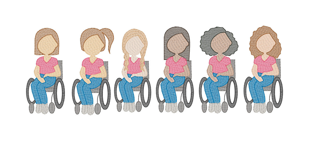Women Using Wheelchairs (Build Your Own Family) Quick Stitch Embroidery