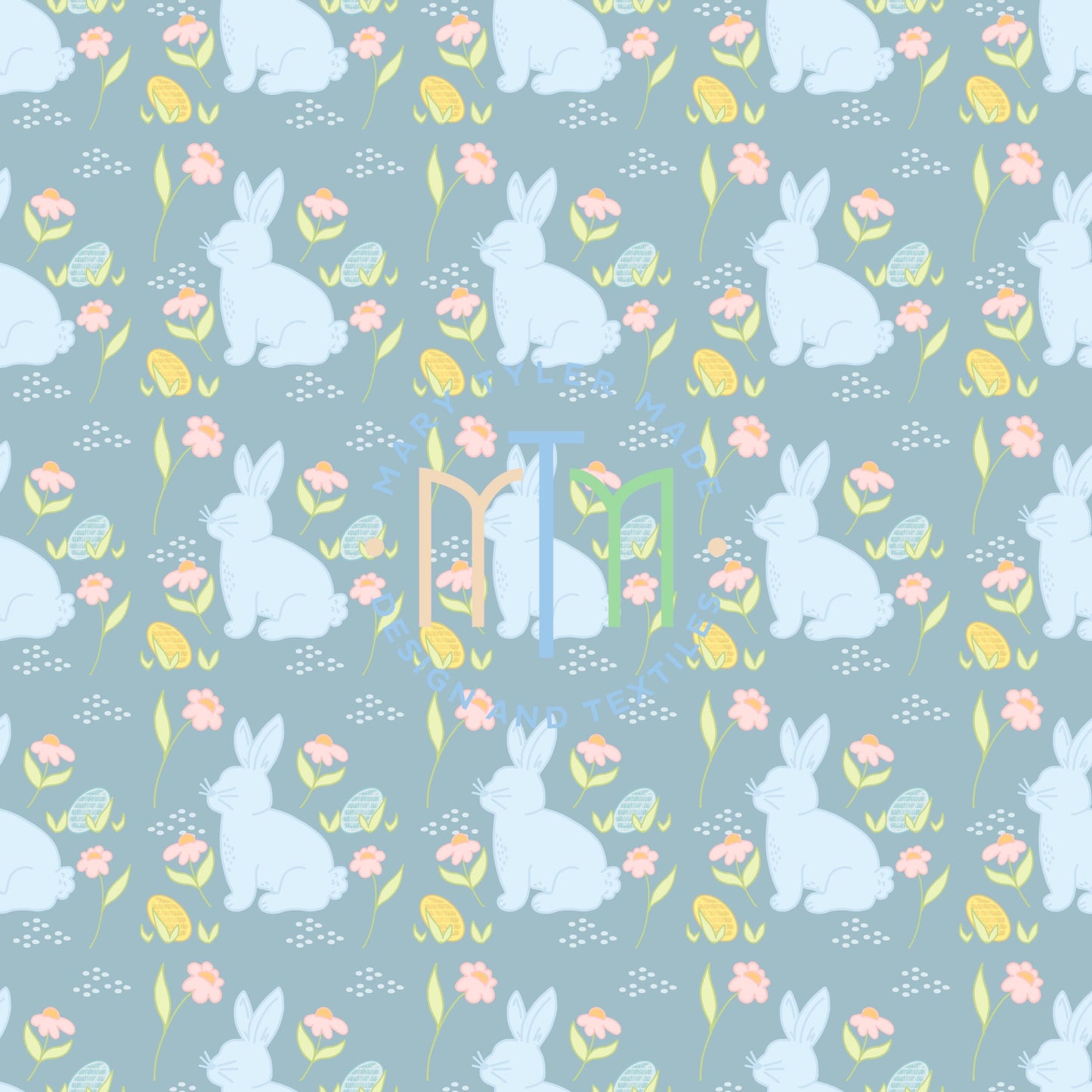 Blue Basic Bunny Seamless Design- Instant Download
