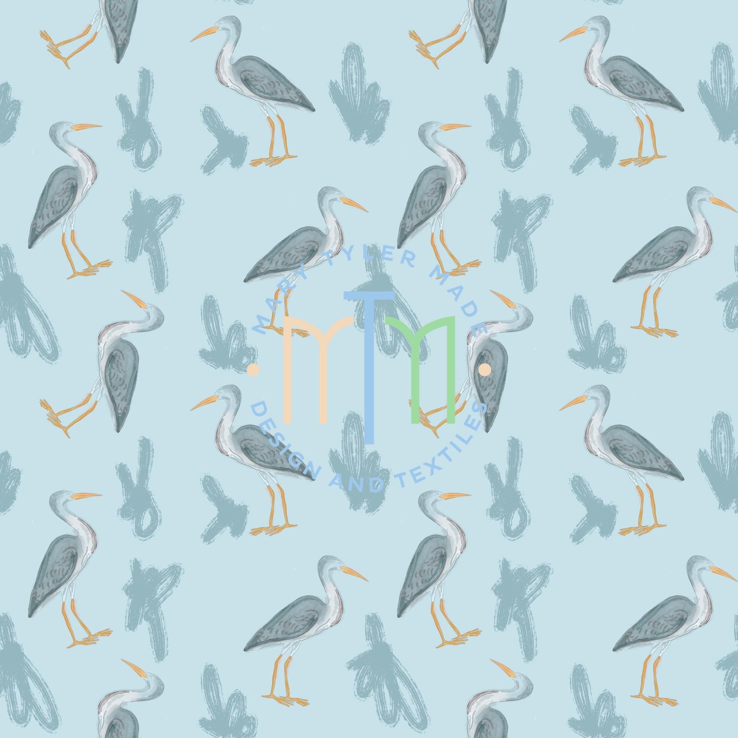 Blue Herron Classical Seamless Design- Instant Download