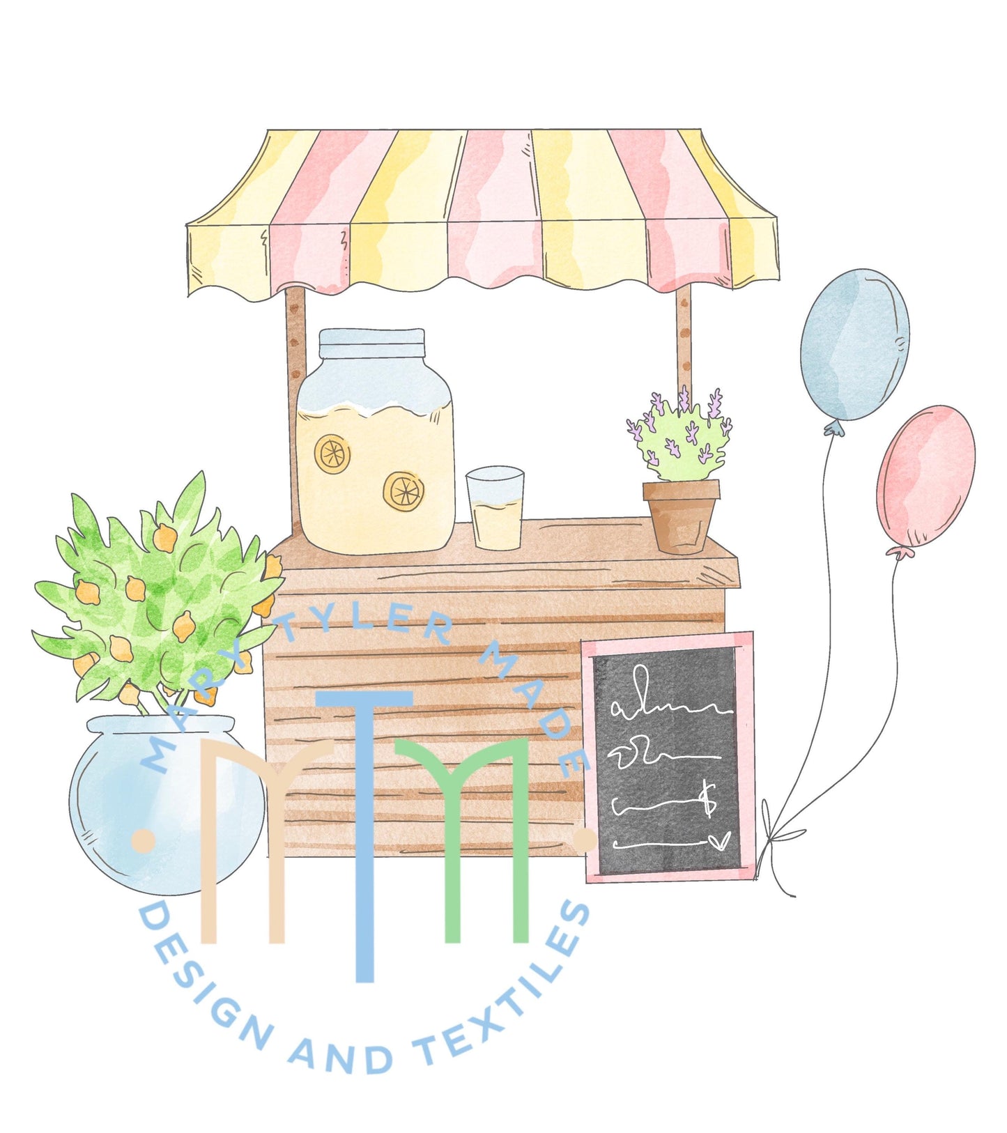 Lemonade Stand Watercolor Digital Clipart- Instant Download