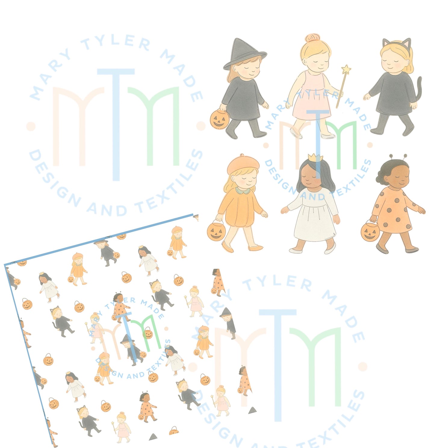Costume Girls Halloween Bundle Clipart- Instant Download
