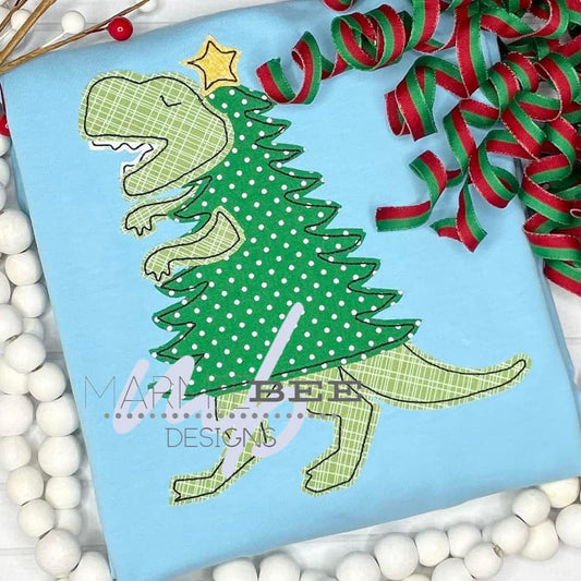 TRex Christmas Tree Applique
