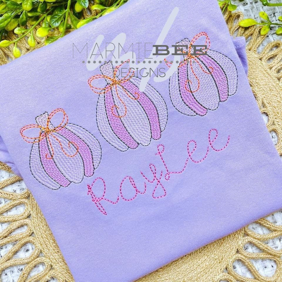 Pink Pumpkins Trio Quick Stitch Embroidery