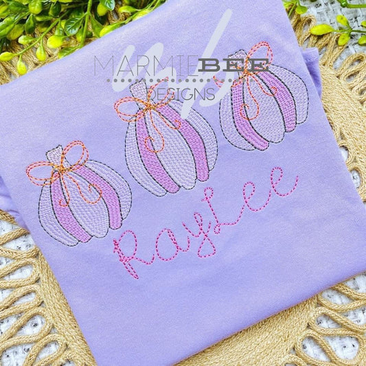 Pink Pumpkins Trio Quick Stitch Embroidery