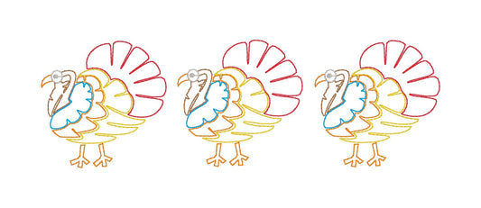 Silly Turkey Trio Motif Embroidery