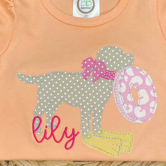 Simple Dog Swimmer with Bow Applique