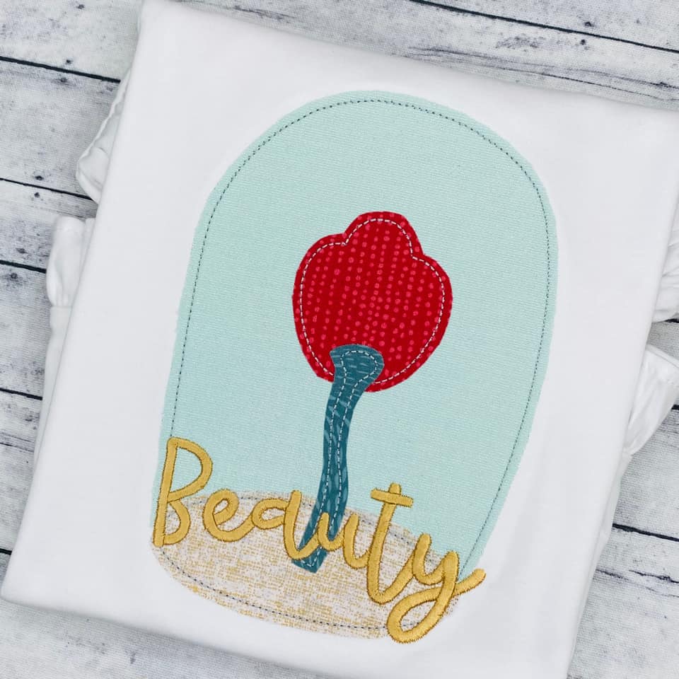 Glass Rose Applique (Writing NOT included)