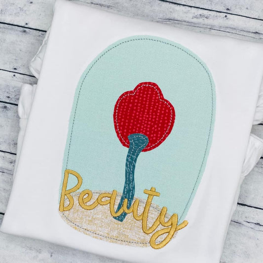 Glass Rose Applique (Writing NOT included)