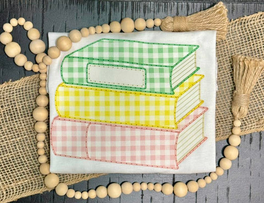 Gingham Book Stack PNG Clipart