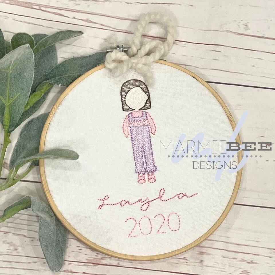 Toddler Girls in Smocked Ruffle Romper (Build Your Own Family) Quick Stitch Embroidery