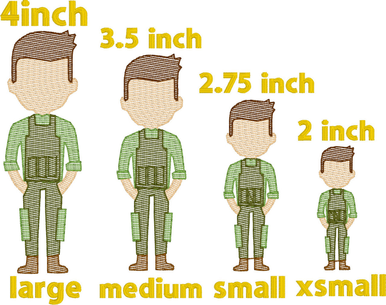 Army Men (Build Your Own Family) Quick Stitch Embroidery
