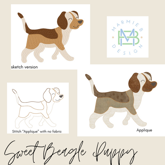 LTC Sweet Beagle Embroidery (Applique & Fill)