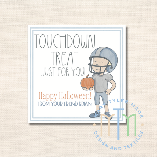 Touchdown Treet Football Halloween Tag, Printable Tag, Instant Download, Editable Tag, Halloween Party Favor, Digital Tag (Copy)