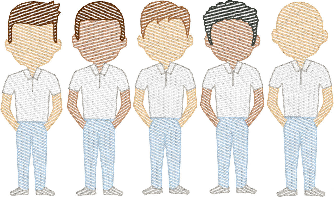 Dads in Polos (Build Your Own Family) Quick Stitch Embroidery