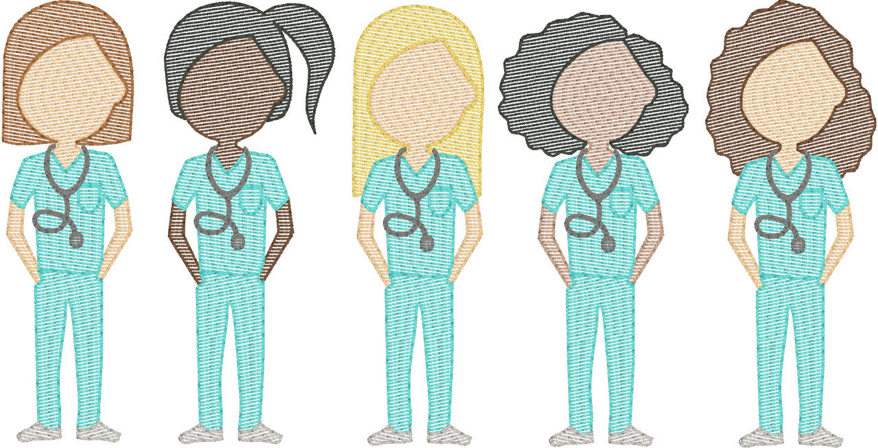 Doctors (Female) (Build Your Own Family) Quick Stitch Embroidery