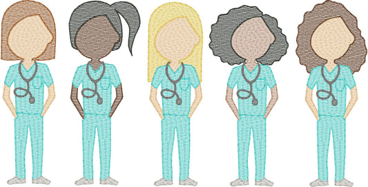 Doctors (Female) (Build Your Own Family) Quick Stitch Embroidery