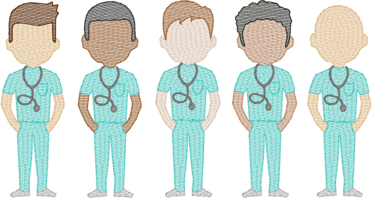 Doctors (Male) (Build Your Own Family) Quick Stitch Embroidery
