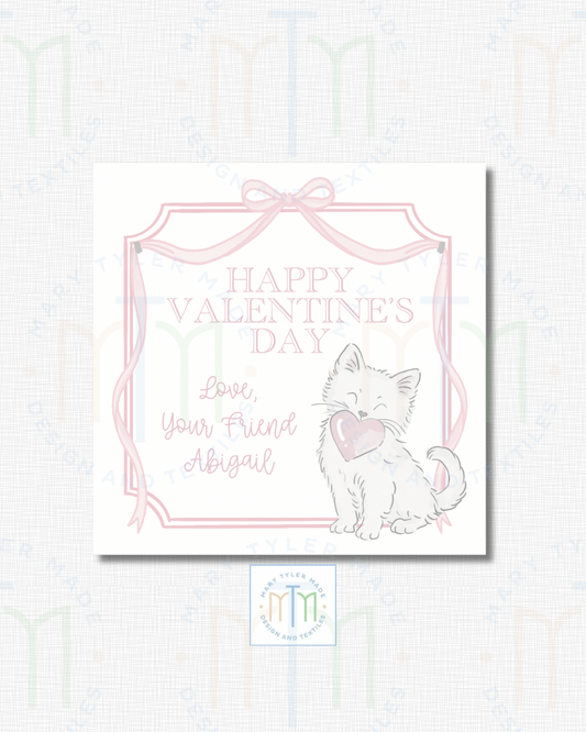 Kitten Happy Valentine’s Day - Shipped Set of 25 Stickers or 3”x3” Card