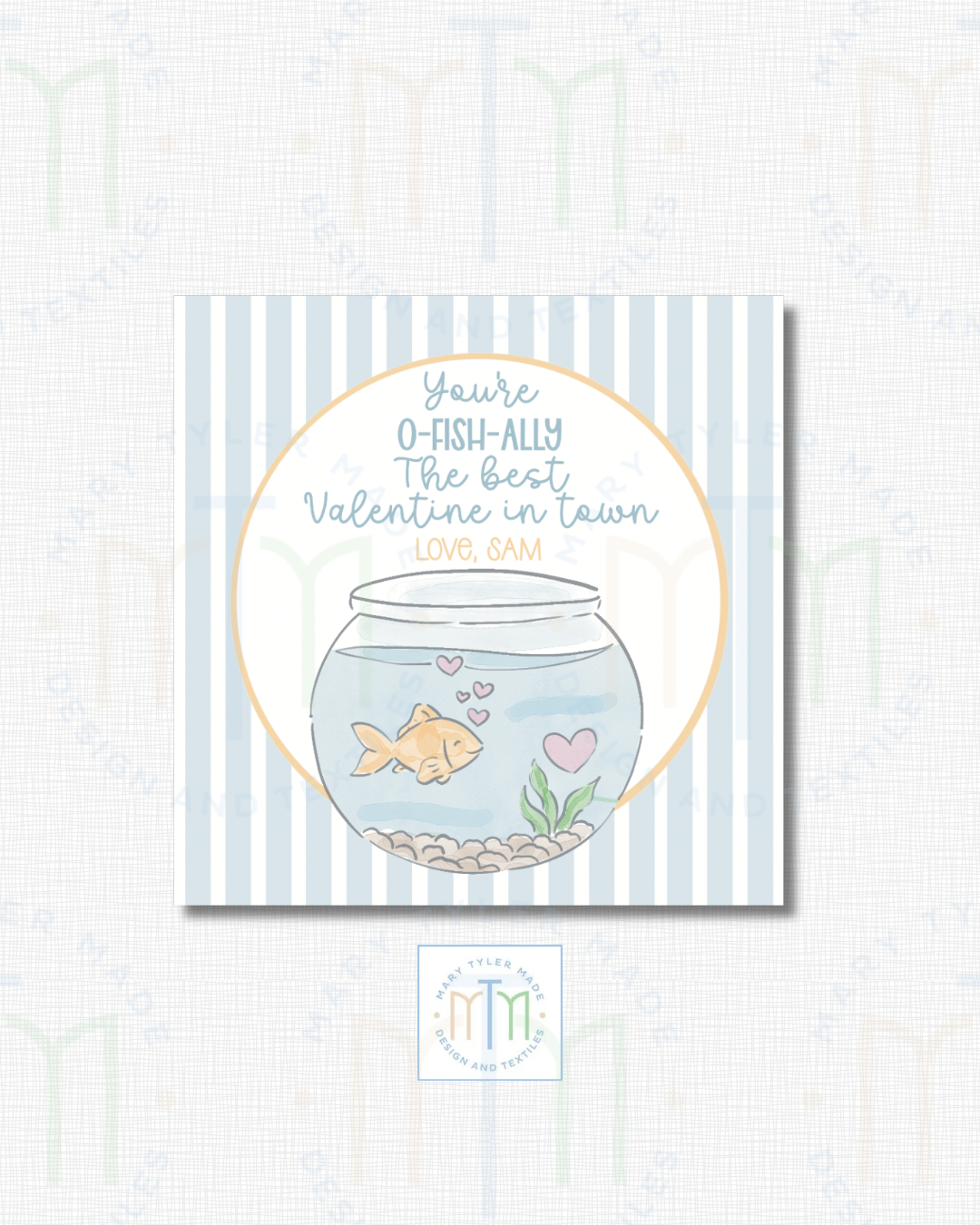 O-Fish-ally the Best Goldfish Valentine - Shipped Set of 25 Stickers or 3”x3” Card