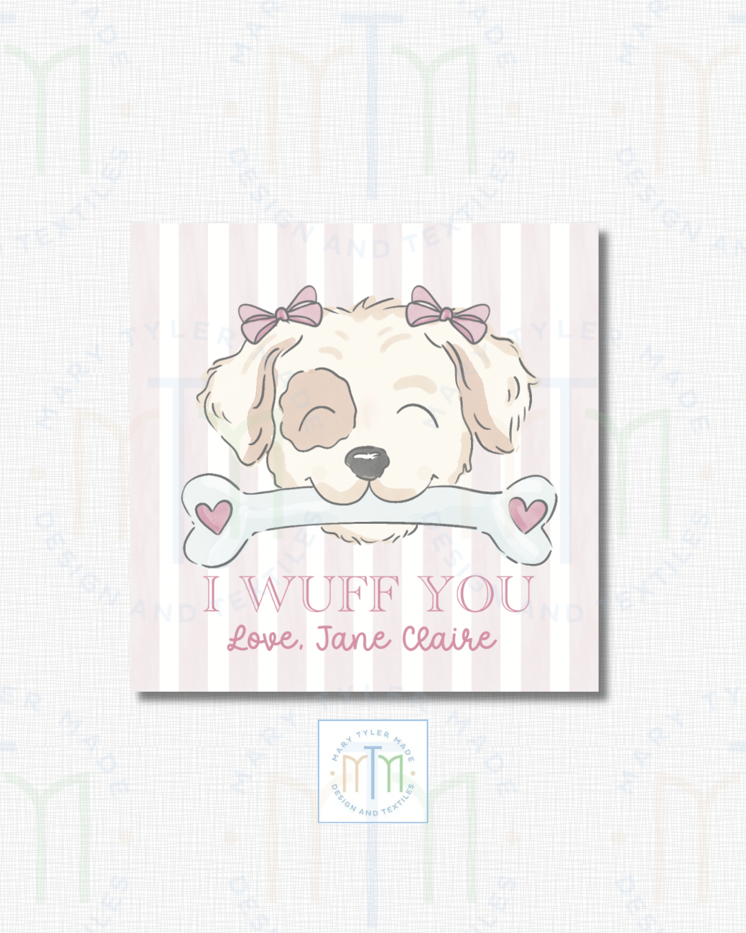 I Wuff You (Pink)  - Shipped Set of 25 Stickers or 3”x3” Card