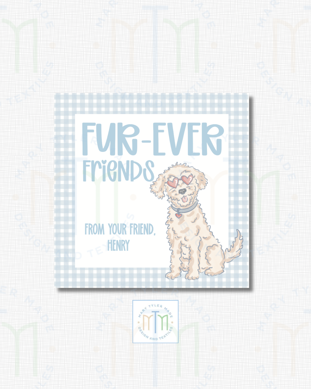 Fur Ever Friends Blue Valentine - Shipped Set of 25 Stickers or 3”x3” Card