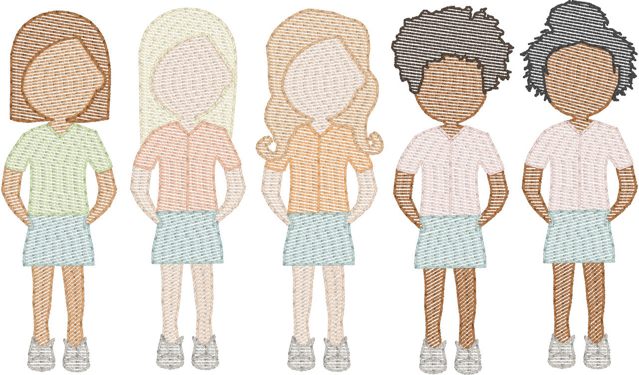 Girls in Skirts (Build Your Own Family) Quick Stitch Embroidery