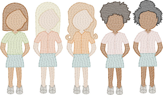Girls in Skirts (Build Your Own Family) Quick Stitch Embroidery