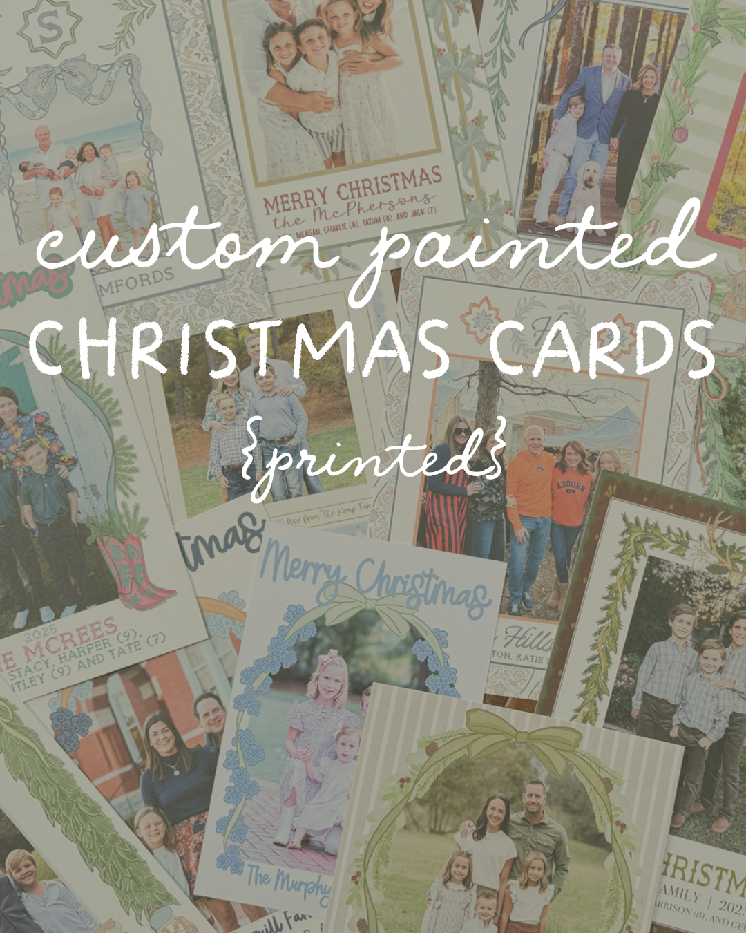 PRINTED Custom Hand Painted Christmas Card