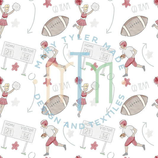 Football Fun Crimson Seamless Design- Instant Download