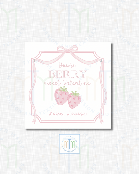 Berry Sweet Valentine - Shipped Set of 25 Stickers or 3”x3” Cards